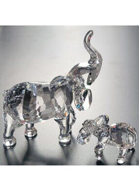 Swarovski 678945 Large Elephant Mother AS IS + EUC Baby Cub 674587 Figurine Set